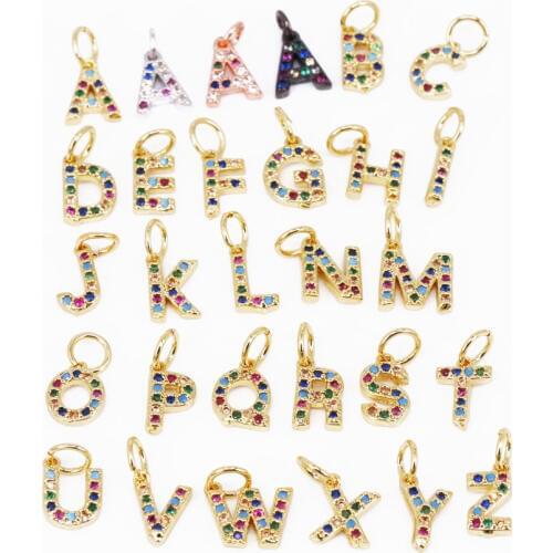 Initial Letter Pendant Gold Small Alphabet Charm for Original Necklace Making Dainty Pendant Findings 6x9mm