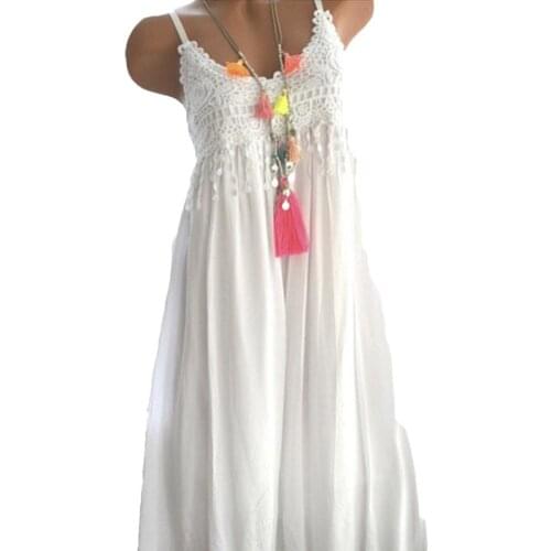 Sexy Women Sleeveless Lace Flowers Solid Color Comfortable Long Maxi Dress new