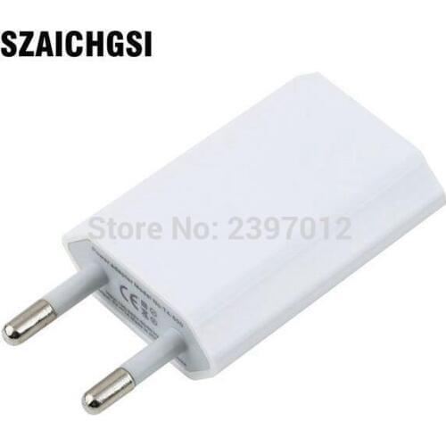 SZAICHGSI white EU plug AC Travel USB Wall Charger for iPhone 7 6 plus 5 5s 4 4S Samsung Galaxy S2 S3 S4 Wholesale 500pcs/lot