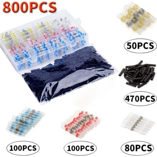 50/280/800pcs Electrical Solder Seal Heat Connector Shrink Butt Connectors Lug Terminals KIT Insulated Waterproof Terminal