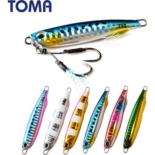 TOMA Slow Fall Luminous Jig Lead Fish Micro Shore Jigging 20g 40g Metal Spoon Lure Casting Fishing Artificial Bass Bait Tackle