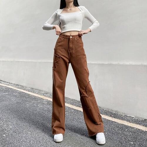 Vintage Baggy Brown Jeans Women Streetwear Loose High Waist Trousers Harajuku Fashion Cotton Denim Sweatpants Cute And Psycho