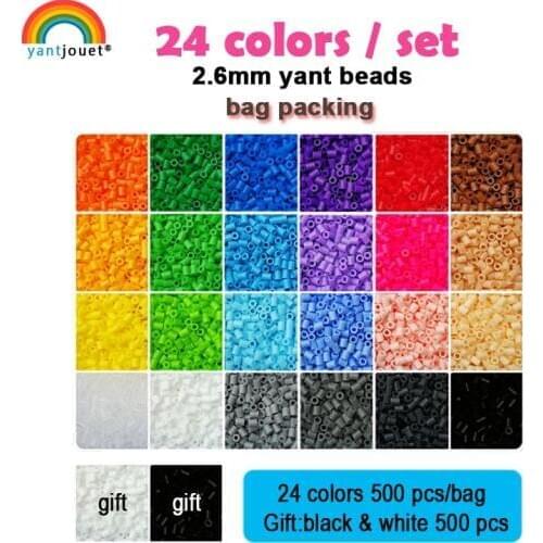 Yantjouet 2.6mm Yant Beads 24 color/set Black White for Kid Hama Perler Bead Diy Puzzles High Quality Handmade Gift children Toy