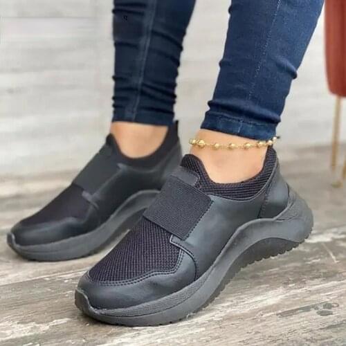 2021 Women Vulcanized Shoes Breathable Air Mesh Flat Shoes Ladies Casual Slip-On Solid Sneakers Female Footwear New Plus Size
