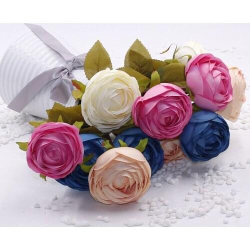 1 Bouquet Smal Tea Rose Lflower Artificial Flower Set Elegant Living Room Floral Decorations Party Rose Artificial Flowers