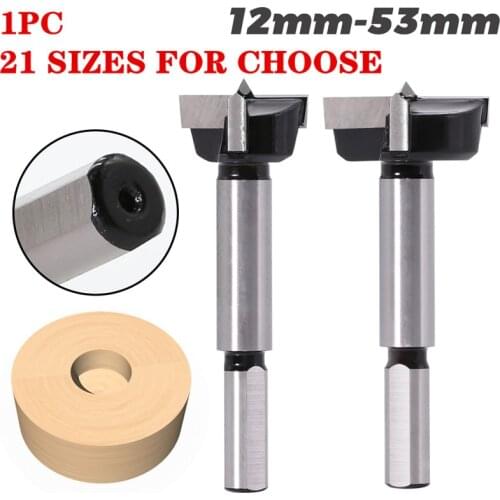 1pc 12-53mm Forstner Auger Drill Bit Wood Cutter Hex Wrench Woodworking Hole Saw For Power Tools