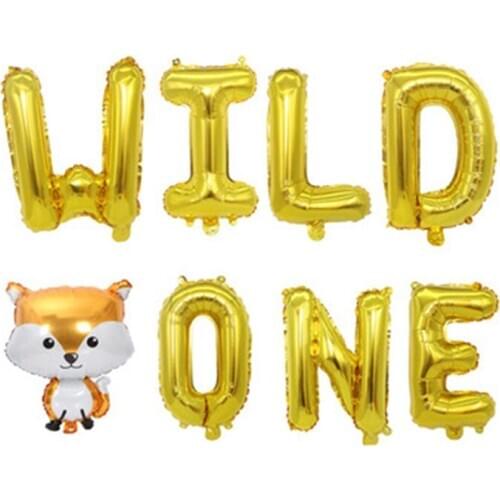 1 pcs 16-Inch Letter WILD BIRTHDAY Aluminum Foil Balloon Set For Childrens 1st Birthday Decoration