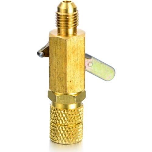 1Pcs R410A Refrigeration Ball Valve Adapter Copper Connector Gauges Refrigerant Tool 1/4 SAE to 5/16 SAE