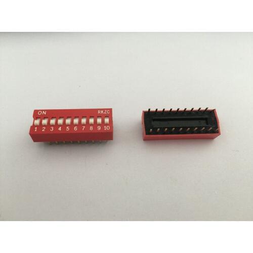 20PCS 10P 10 Position DIP Switch 2.54mm Pitch 2 Row 20 Pin Slide DIP Switches