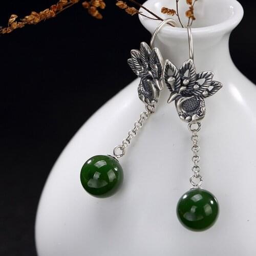 2018 Sale Earings Fashion Jewelry Inlay Hetian Jade Restoring Ancient Ways Phoenix Lady High-grade Pendant Earrings Wholesale