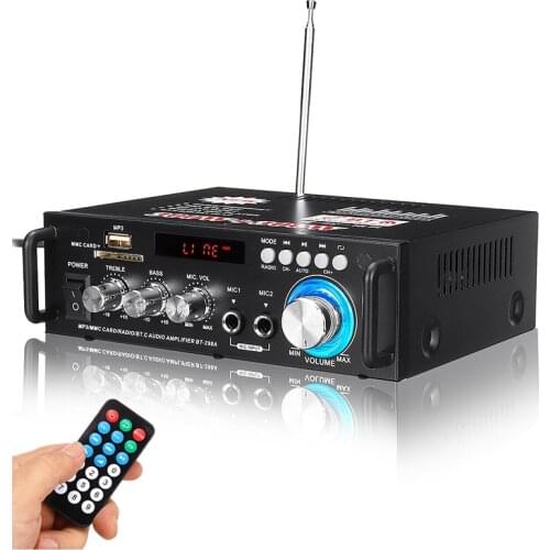 220V 12V HIFI Bluetooth Amplifier Home Car Sound Audio Processor Home Theater Amplifiers Music Player With Remote Control