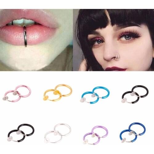 2pcs/pair Hot Lip Piercing Fake Nose Ring Black Nose Rings Fake Piercing 10mm Labret Piercing Nose Clip Body Fashion Jewelry