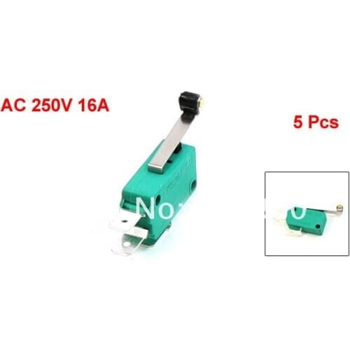 5 Pcs / Lot X AC 250V 16A SPDT Long Hinge Roller Lever Miniature Micro Switch E-Switch 1 NO 1 NC KW3-0Z