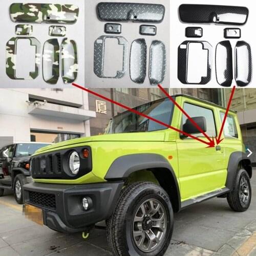 Car stickers ABS Black carbon fiber Door handle inside decoration cover For Suzuki Jimny 2019 2020 right-hand drive