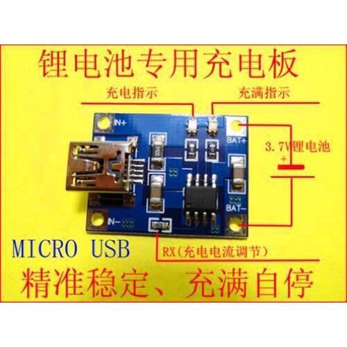 Free Shipping!! TP4056 lithium battery charging board / stoped Indicating micro usb port /Electronic Component