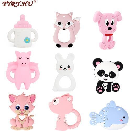 TYRY.HU 1PC Baby Teething Toys Cartoon Silicone Pendant For Pacifier Chain BPA FREE Rodent DIY Accessories Chewing Teether Baby