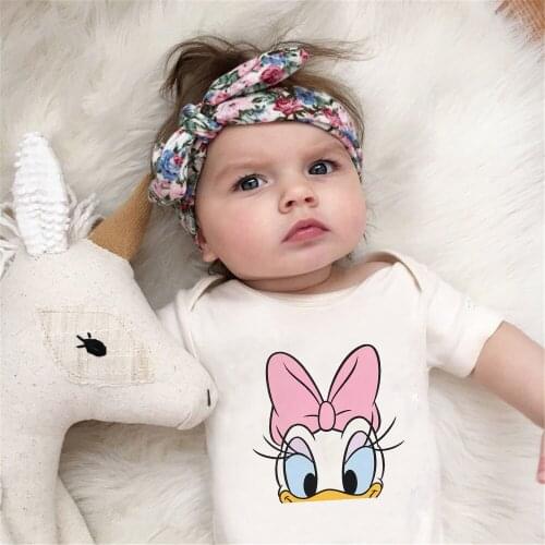 Baby Boys Girls Rompers Newborn Summer Jumpsuits Bodysuit Baby Clothes Disney Cartoon Duck Printed Infant Onesie