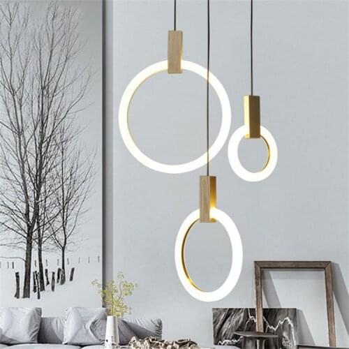 Dia20CM 30CM Luxury Circle Ring Bedside Pendant Light Kitchen Island Dining Room Hanging Light For Store Shop Bar Pendant Lamps