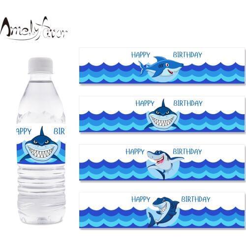Shark Theme Party Water Bottle Labels Shark Water Bottle Labels Kids Birthday Party Decoration Supplies Shark Baby Shower Decor
