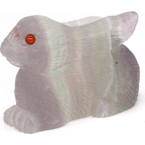 2.5"Rabbit hare Fluorite Figurine Crystal Healing Reiki Home Office Dector 893
