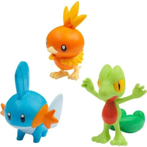 TAKARA TOMY First Partner Pokemon Anime Figures Mudkip Treecko Torchic Action Figure Collection Model Toys Kids Gifts