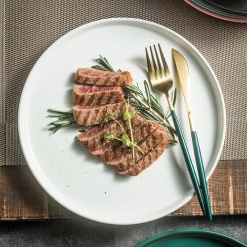 Ceramic Steak Plate Creative Western Food Plates Household Dish Nordic Solid Color Style Pasta Salad Plate