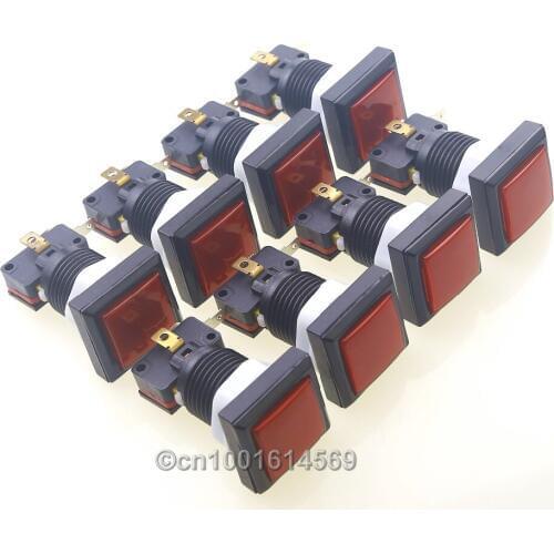 New Reyann 8 x Square LED Illuminated Lits Push Buttons Switch For Arcade DIY Kits Controller & MAME Multicade & JAMMA Games