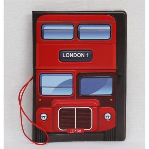 Red London Bus Passport Cover ID Card Holder PVC Leather 3D Design Business Card Bag Passport Holder 14*9.6CM 40G