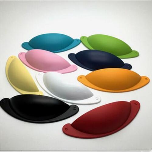 76mm modern fashion colourful shell furniture handle white black blue red drawer cabinet pullsknob pink yellow purple cup handle