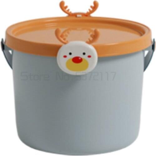 Cute childrens toys building block storage bucket storage box basket snacks baby LEGO storage box cartoon finishing with cover