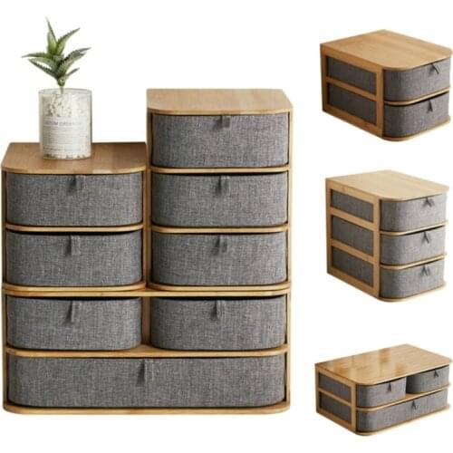 Multi Layer Drawer Bamboo Storage Box Desktop Storage Box Cosmetic Organizer Home Office Organiser Home Sundry Organiser Holder