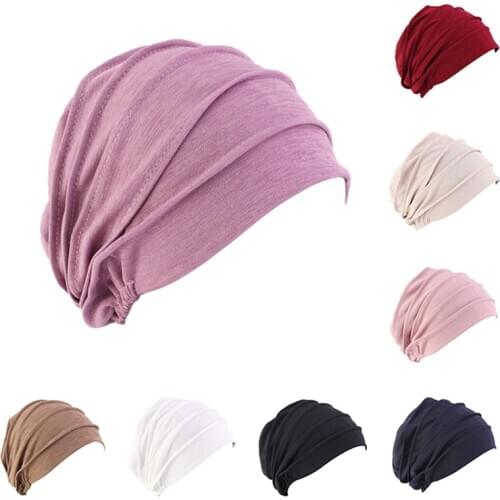 Fashion Women Turban Cap Solid Color Ladies Quality Chemotherapy Headband Muslim Headscarf For Female Hair Accessories New 2020