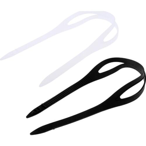 Set 2 Adjustable Clear + Black Silicone Universal Swimming Swim Goggles Eyewear Strap Band Gear Parts