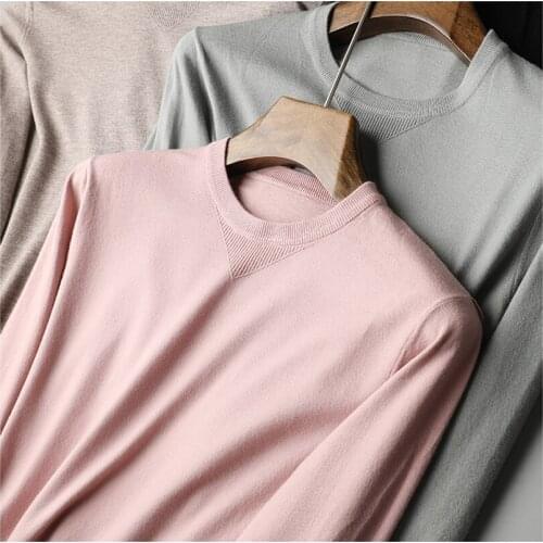 New autumn new mens knitwear can be close-fitting comfortable skin-friendly all-match round collar men slim sweater knit botto