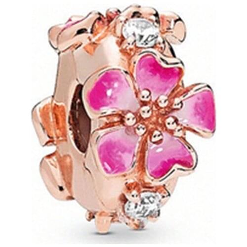 New Pan 925 Silver Romantic Peach Blossom Series Clip Is Suitable For Real Pandora Bracelet Womens Romantic Jewelry