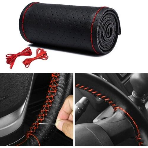 Braid Steering Wheel Car Steering Wheel Cover With Needle Thread Artificial leather 38cm DIY Car Interior Steering Wheel Holster