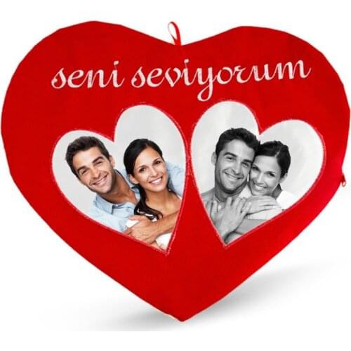 Personalized Double Heart Red Heart Pillow Case