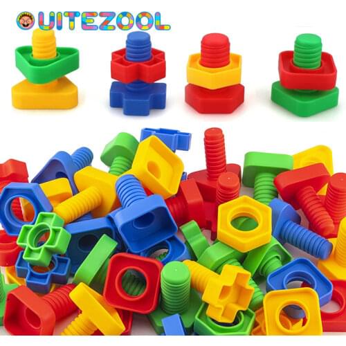 Bolts Toys Montessori Plastic Bolts Matching Children Educational Toys Building Blocks Geometric shape Toys