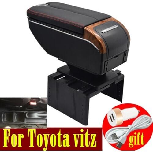 For Toyota Vitz armrest box Double doors open 7USB Centre Console Storage Box Arm Rest