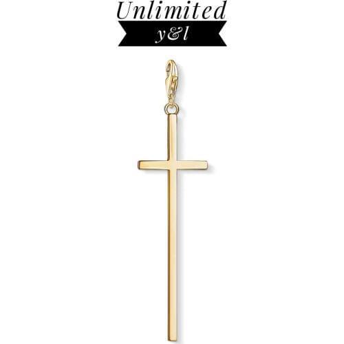 Golden Cross Charms Pendants for Necklace Bracelet Thomas Style 925 Sterling Silver DIY Fashion Good Qulity Jewelry Making Gifts