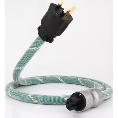 Preffair Hi-End 99.998% Pure Copper Silver Plated Conductor D502 UK Power Cable with Gold Plated UK Connector 15A IEC Mains Wire