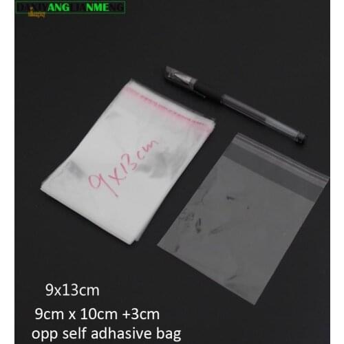 300pcs Clear Resealable BOPP/PVC/ Cellophane Bags 9x10cm+3 Transparent OPP gift bags Plastic packaging bags Self Adhesive Seal