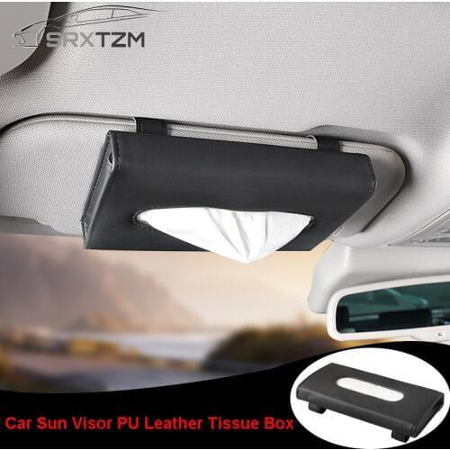 SRXTZM Multifunctional Car Tissue Box PU Leather Sun Visor Type Tissue Boxes Napkin Holder Auto Interior Accessories 1pcs