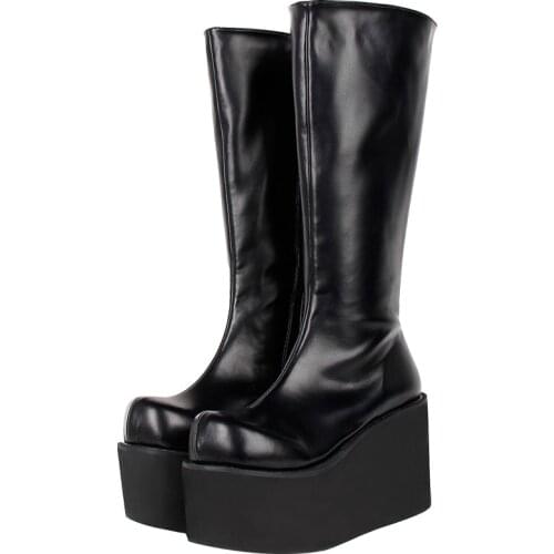 Angelic imprint mori girl Women punk motorcycle boots lady lolita COS Boots woman high trifle heels pumps platform shoes 33-47