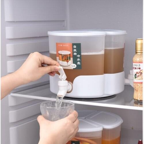 Rotating Cold Water Bottle With Faucet Large Capacity Storage Box Kitchen Containers Refrigerator Fruit Teapot Water Bucket