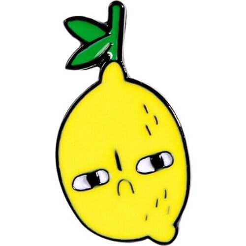 Envious Lemon Enamel Pin Cute Cartoon Unhappy Yellow Lemon Fruit Jewelry Badge Jeans Shirt bag Brooches Pins For Friends
