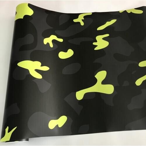 Yellow Black Printing Camo Vinyl Car Wrap Styling With air bubble Free Pixel Yellow Camouflage Graphics Car Sticker Film