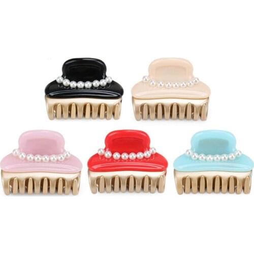 Small Jaw Hair Claw - Pearl Ponytail Holders for Women Girl Hair Accessory Ornament - Cellulose Acetate Hair Clamp for Tiara