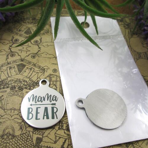 10pcs--"Mama Bear"stainless steel charms 5 styles for choosing DIY Charms for necklace bracelets