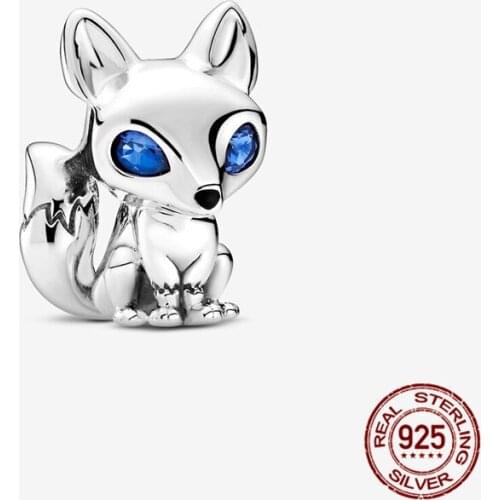 100% 925 Sterling Silver Blue-Eyed Fox Charms Beads Fit Original 3mm Bracelet&Bangle For Women Birthday Fashion Jewelry Gift